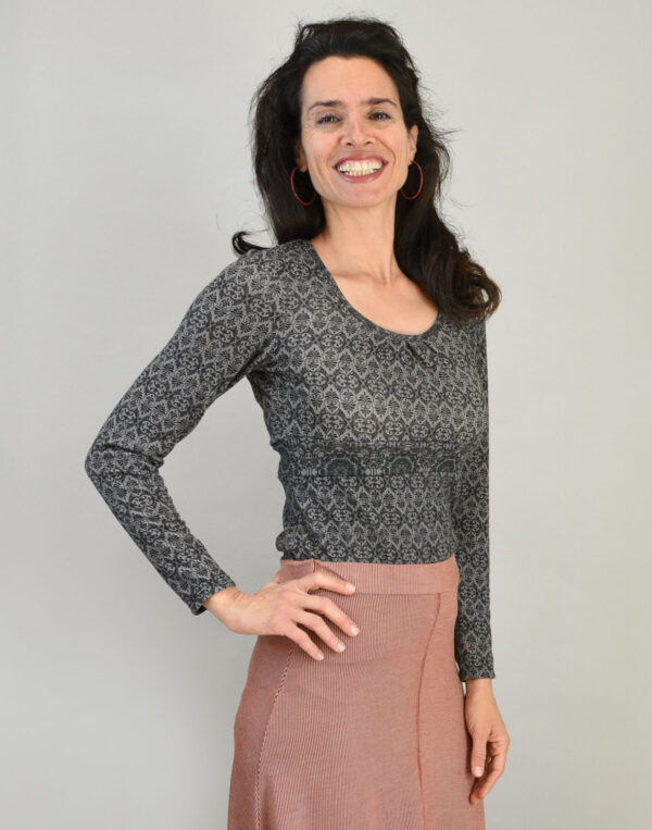 חולצת שילובים הדפס אפור